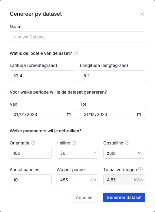 Generate pv data
